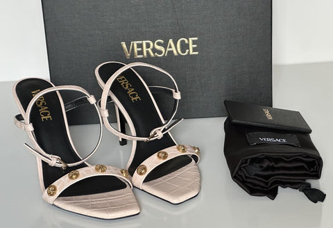 Versace Gold Medusa Women‘s Leather Soft Pink Pump Sandals 8 US (38) 1014613 NIB