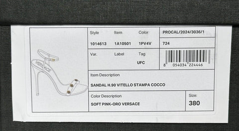 Versace Gold Medusa Women‘s Leather Soft Pink Pump Sandals 8 US (38) 1014613 NIB