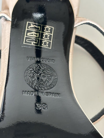 Versace Gold Medusa Women‘s Leather Soft Pink Pump Sandals 8 US (38) 1014613 NIB