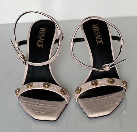 Versace Gold Medusa Women‘s Leather Soft Pink Pump Sandals 8 US (38) 1014613 NIB