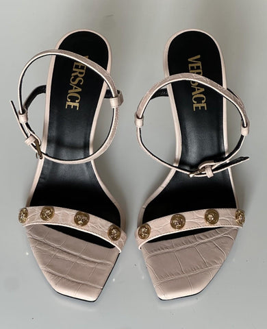 Versace Gold Medusa Women‘s Leather Soft Pink Pump Sandals 8 US (38) 1014613 NIB