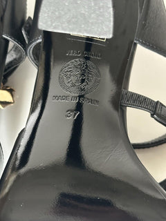 Versace Leather Pump Shoes Sandals Black 7 US (37 Euro) 1018537 Spain NIB $1100