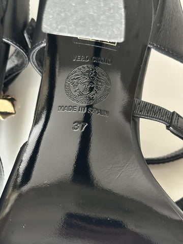 Versace Leather Pump Shoes Sandals Black 7 US (37 Euro) 1018537 Spain NIB $1100