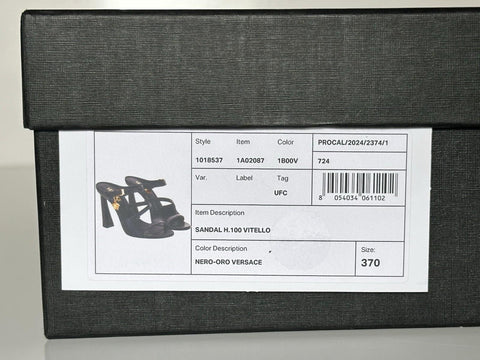 Versace Leather Pump Shoes Sandals Black 7 US (37 Euro) 1018537 Spain NIB $1100
