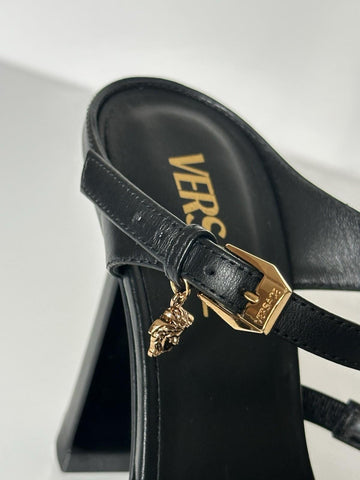 Versace Leather Pump Shoes Sandals Black 7 US (37 Euro) 1018537 Spain NIB $1100