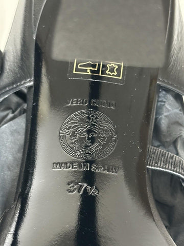 Versace Leather Pump Shoes Sandals Black 7.5 US (37.5) 1018537 Spain NIB $1100