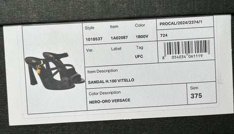 Versace Leather Pump Shoes Sandals Black 7.5 US (37.5) 1018537 Spain NIB $1100