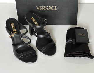 Versace Leather Pump Shoes Sandals Black 9 US (39 Euro) 1018537 Spain NIB $1100