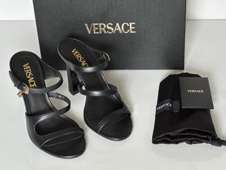 Versace Leather Pump Shoes Sandals Black 9 US (39 Euro) 1018537 Spain NIB $1100