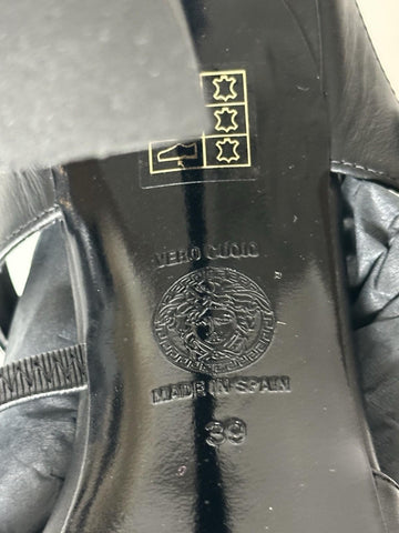 Versace Leather Pump Shoes Sandals Black 9 US (39 Euro) 1018537 Spain NIB $1100