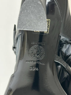Versace Leather Pump Shoes Sandals Black 9.5 US (39.5) 1018537 Spain NIB $1100