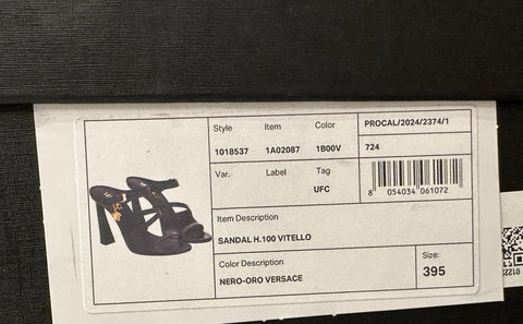 Versace Leather Pump Shoes Sandals Black 9.5 US (39.5) 1018537 Spain NIB $1100