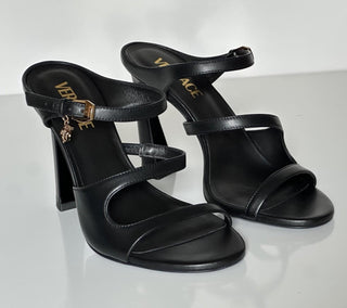 Versace Leather Pump Shoes Sandals Black 9.5 US (39.5) 1018537 Spain NIB $1100