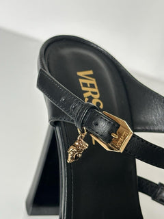 Versace Leather Pump Shoes Sandals Black 9.5 US (39.5) 1018537 Spain NIB $1100