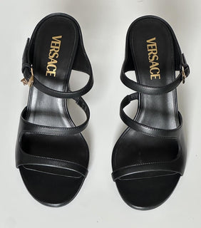 Versace Leather Pump Shoes Sandals Black 9.5 US (39.5) 1018537 Spain NIB $1100