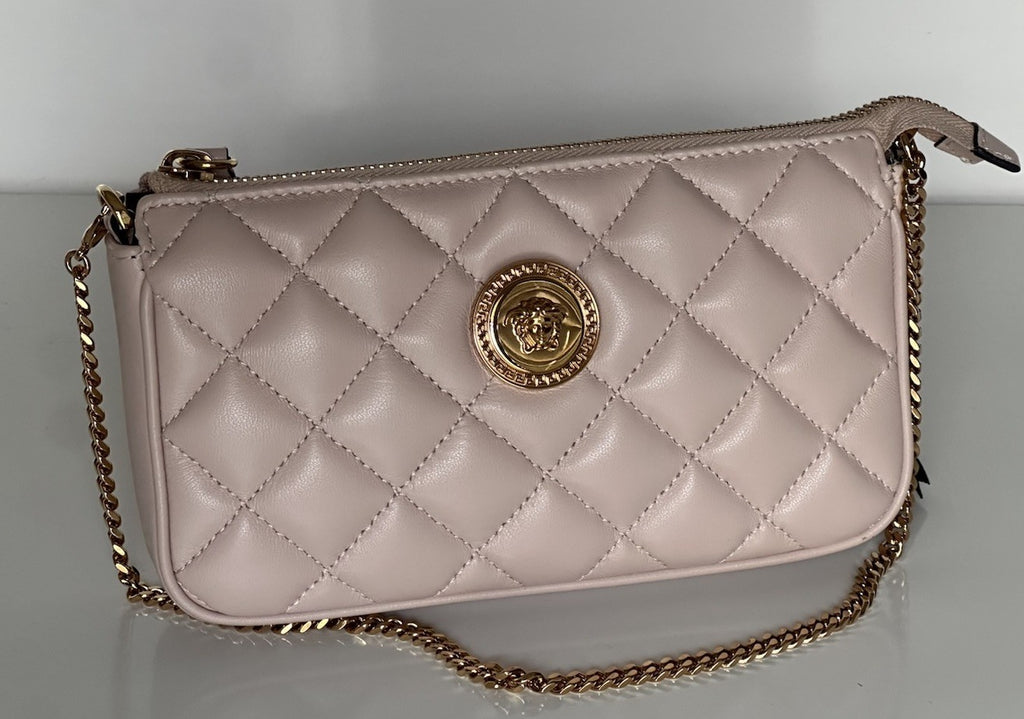 Versace Gold Medusa Quilted Leather Mini Soft Pink Shoulder Bag 1019223 NWT