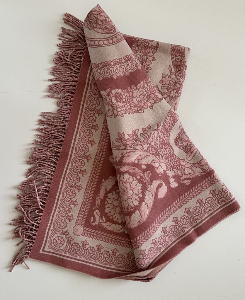 Versace Medusa Flowery Wool/Cashmere Pink Blanket IT 52”x52” ZPLS14001 NIB $1425
