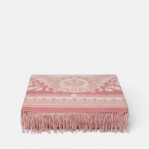 Versace Medusa Flowery Wool/Cashmere Pink Blanket IT 52”x52” ZPLS14001 NIB $1425