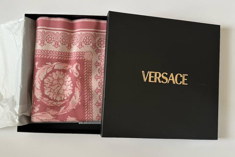 Versace Medusa Flowery Wool/Cashmere Pink Blanket IT 52”x52” ZPLS14001 NIB $1425