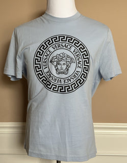 Versace Medusa Print Light Blue Cotton Jersey T-Shirt L 1011861 NWT $550