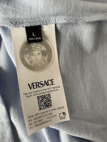 Versace Medusa Print Light Blue Cotton Jersey T-Shirt L 1011861 NWT $550