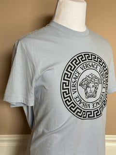 Versace Medusa Print Light Blue Cotton Jersey T-Shirt L 1011861 NWT $550