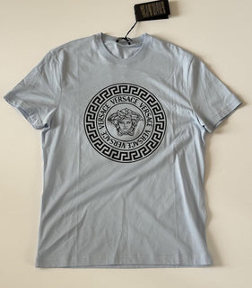 Versace Medusa Print Light Blue Cotton Jersey T-Shirt L 1011861 NWT $550