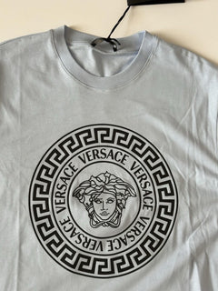 Versace Medusa Print Light Blue Cotton Jersey T-Shirt L 1011861 NWT $550