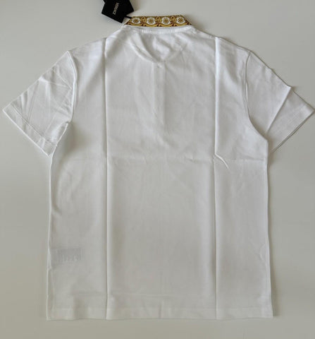 Versace Medusa White/Gold Piquet Cotton Polo Shirt L 1012260 NWT