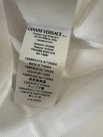 Versace Medusa White/Gold Piquet Cotton Polo Shirt L 1012260 NWT