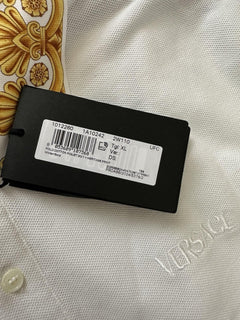 Versace Medusa White/Gold Piquet Cotton Polo Shirt XL 1012260 NWT