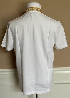Versace Medusa White/Gold Piquet Cotton Polo Shirt XL 1012260 NWT