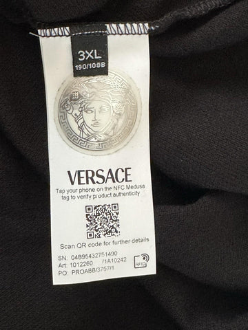 Versace Medusa Black/Gold Piquet Cotton Polo Shirt 2XL 1012260 NWT