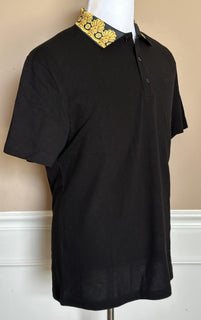 Versace Medusa Black/Gold Piquet Cotton Polo Shirt 2XL 1012260 NWT