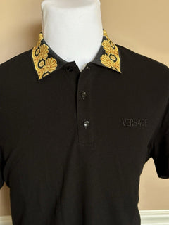 Versace Medusa Black/Gold Piquet Cotton Polo Shirt 3XL 1012260 NWT