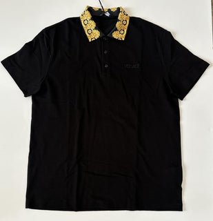 Versace Medusa Black/Gold Piquet Cotton Polo Shirt 3XL 1012260 NWT