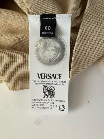 Versace Medusa Lightweight Light Sand Knit Polo Sweater 50 Euro 1019329