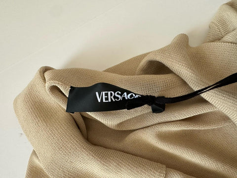 Versace Medusa Lightweight Light Sand Knit Polo Sweater 50 Euro 1019329