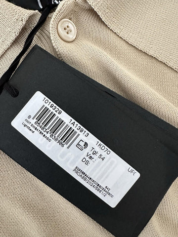 Versace Medusa Lightweight Light Sand Knit Polo Sweater 54 Euro 1019329