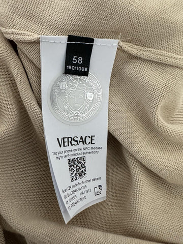 Versace Medusa Lightweight Light Sand Knit Polo Sweater 58 Euro 1019329