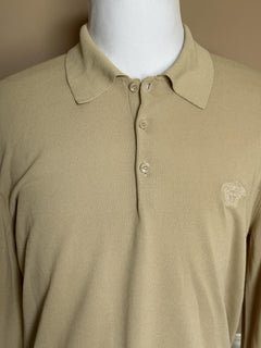 Versace Medusa Lightweight Light Sand Knit Polo Sweater 58 Euro 1019329