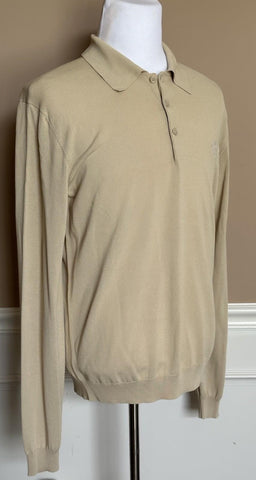 Versace Medusa Lightweight Light Sand Knit Polo Sweater 58 Euro 1019329