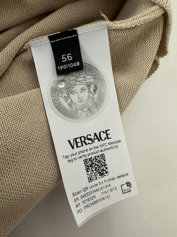 Versace Medusa Lightweight Light Sand Knit Polo Sweater 56 Euro 1019329