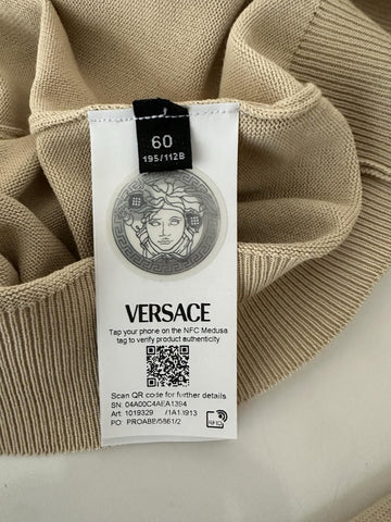 Versace Medusa Lightweight Light Sand Knit Polo Sweater 60 Euro 1019329