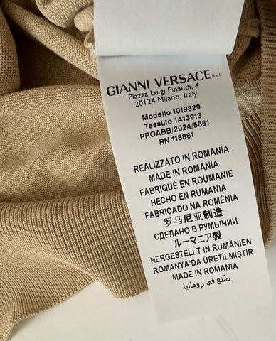 Versace Medusa Lightweight Light Sand Knit Polo Sweater 60 Euro 1019329