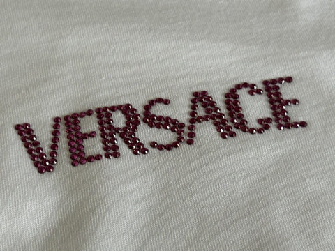 NWT Versace Logo Series Crystal-embellished T-Shirt White 4 US (38 Eu) 1014555