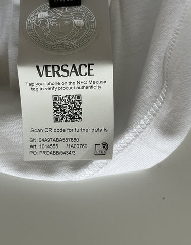 NWT Versace Logo Series Crystal-embellished T-Shirt White 4 US (38 Eu) 1014555