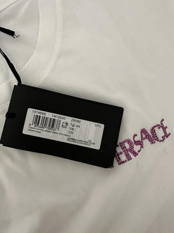 NWT Versace Logo Series Crystal-embellished T-Shirt White 10 US (44 Eu) 1014555