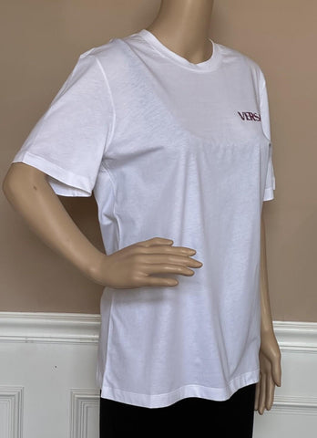 NWT Versace Logo Series Crystal-embellished T-Shirt White 10 US (44 Eu) 1014555