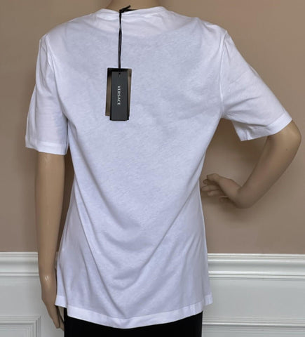 NWT Versace Logo Series Crystal-embellished T-Shirt White 10 US (44 Eu) 1014555